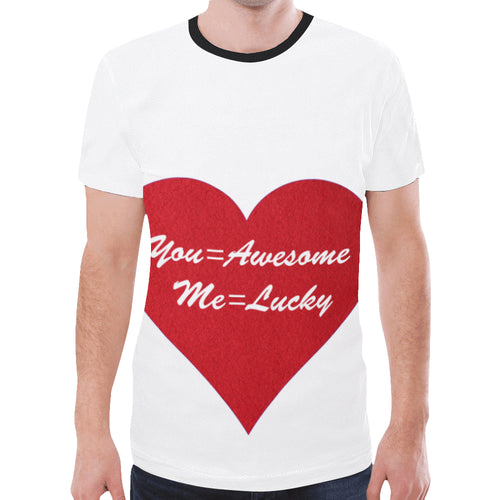 You=Awesome Me=Lucky New All Over Print T-shirt for Men/Large Size (Model T45)