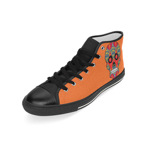 skull 8 orange Men’s Classic High Top Canvas Shoes (Model 017)