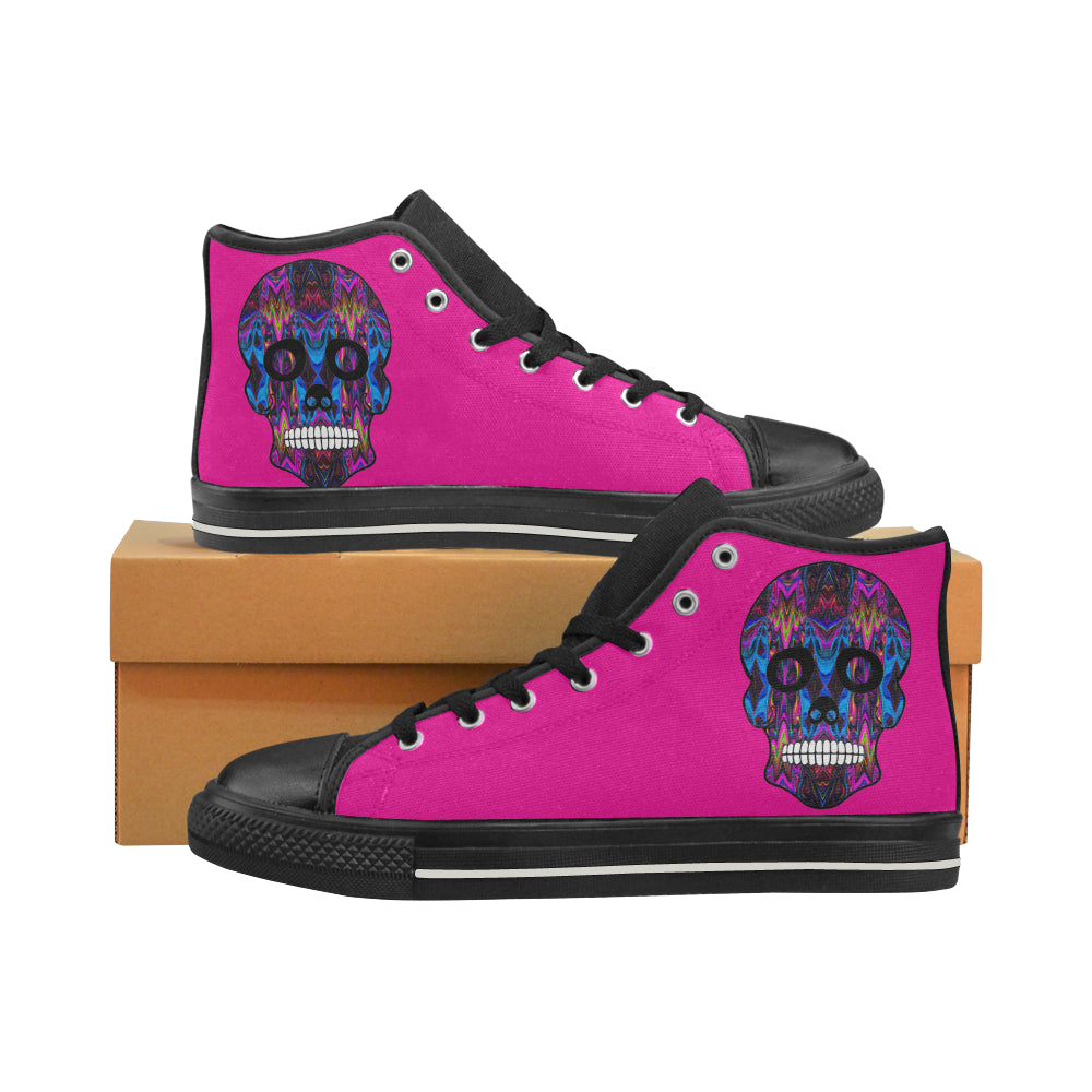 skull 5 pink Men’s Classic High Top Canvas Shoes (Model 017)