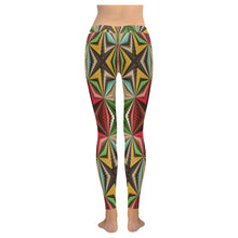 Load image into Gallery viewer, stained glass pattern 8 aa Low Rise Leggings (Invisible Stitch) (Model L05)