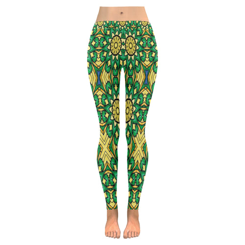 stained glass pattern 9 aa Low Rise Leggings (Invisible Stitch) (Model L05)
