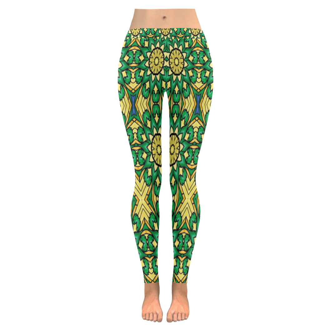 stained glass pattern 9 aa Low Rise Leggings (Invisible Stitch) (Model L05)