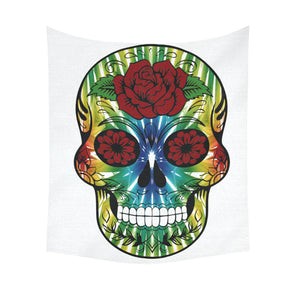 skull 13 Cotton Linen Wall Tapestry 51"x 60"