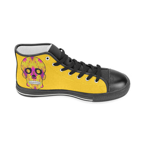 skull 7 yellow Men’s Classic High Top Canvas Shoes (Model 017)