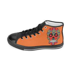 skull 8 orange Men’s Classic High Top Canvas Shoes (Model 017)