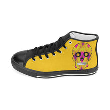 Load image into Gallery viewer, skull 7 yellow Men’s Classic High Top Canvas Shoes (Model 017)