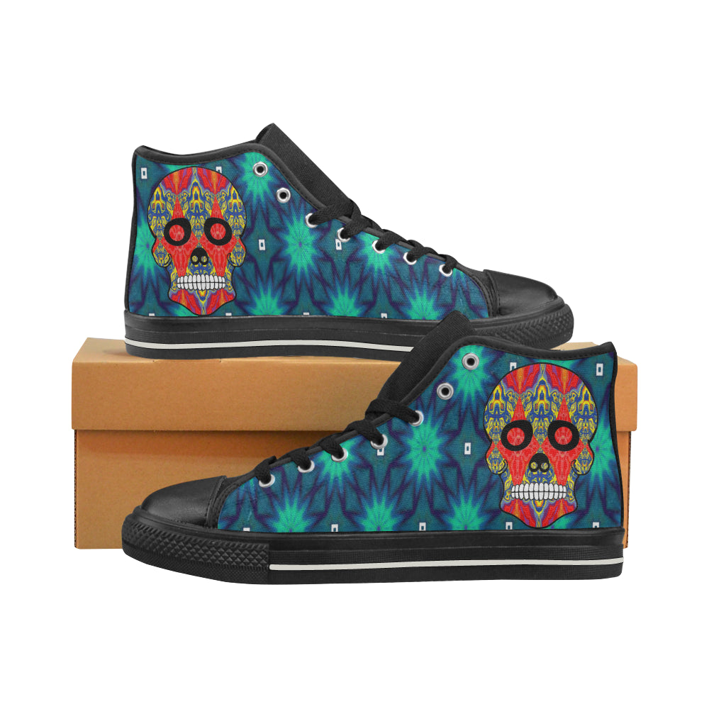 skull 8 pattern Men’s Classic High Top Canvas Shoes (Model 017)