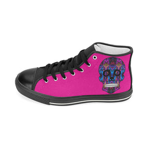 skull 5 pink Men’s Classic High Top Canvas Shoes (Model 017)