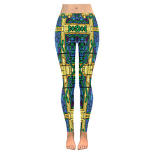 Load image into Gallery viewer, stained glass pattern 6 aa Low Rise Leggings (Invisible Stitch) (Model L05)