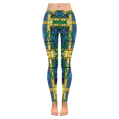 stained glass pattern 6 aa Low Rise Leggings (Invisible Stitch) (Model L05)
