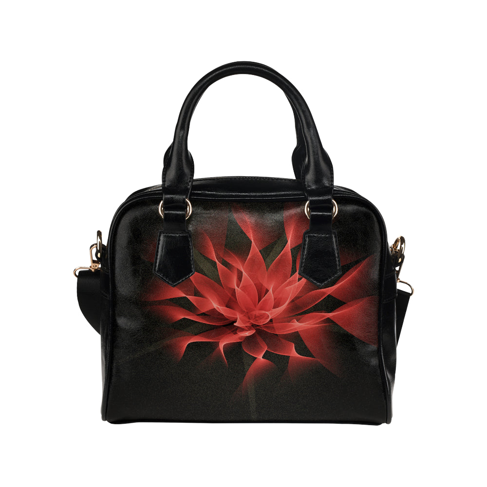 floral fract 2 red Shoulder Handbag (Model 1634)