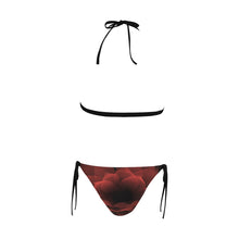 Load image into Gallery viewer, floral fract 3 red Buckle Front Halter Bikini Swimsuit (Model S08)