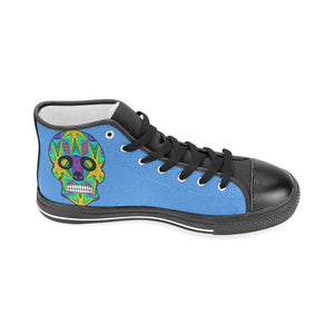 skull 9 blue Men’s Classic High Top Canvas Shoes (Model 017)