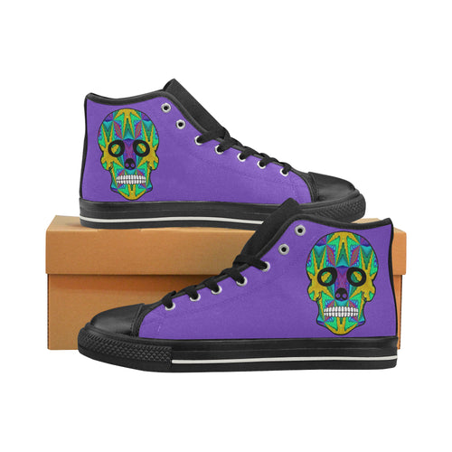 skull 9 purple Men’s Classic High Top Canvas Shoes (Model 017)