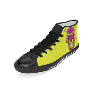 skull 10 yellow Men’s Classic High Top Canvas Shoes (Model 017)