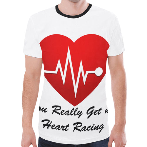 heart racing New All Over Print T-shirt for Men/Large Size (Model T45)