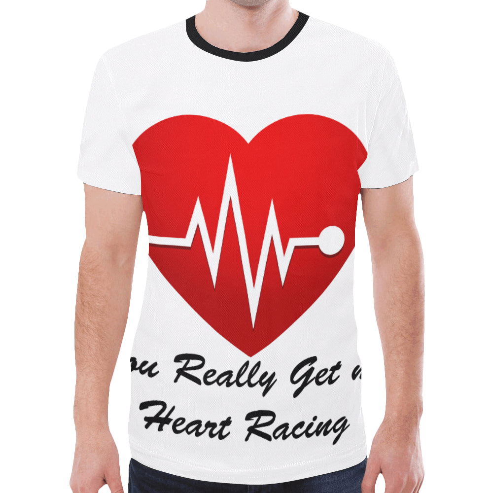 heart racing New All Over Print T-shirt for Men/Large Size (Model T45)