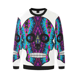 skull 6 Men's Oversized Fleece Crew Sweatshirt/Large Size(Model H18)