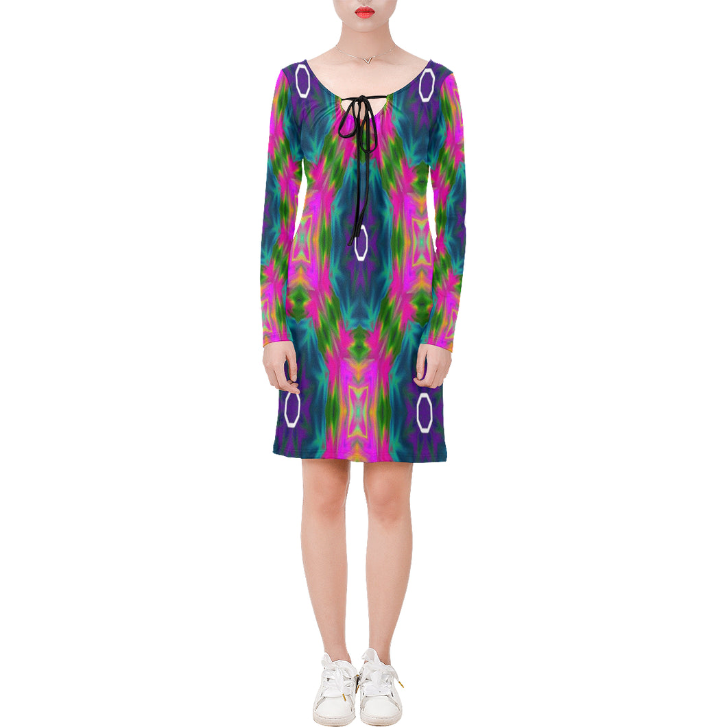 308 Long Sleeve String Tie Dress (Model D54)
