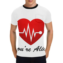 Load image into Gallery viewer, You&#39;re Alive Men&#39;s All Over Print T-Shirt with Chest Pocket (Model T56)