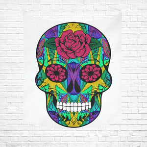 skull 12 Cotton Linen Wall Tapestry 51"x 60"